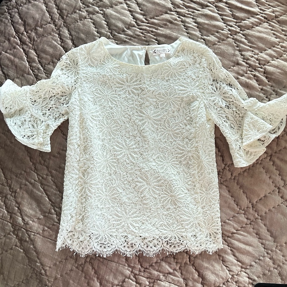 Lace Nanette Lepore Off White Floral Blouse